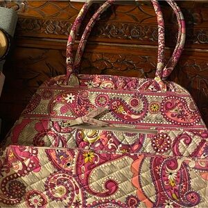 Vera Bradley Paisley Meets Plaid Bowler Bag Shoulder Tote NWOT Retired Fall 2012